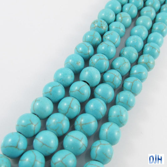 Howlite Synthetic Turquoise Beads One Strand approx 50pcs Round 8mm Hole 1.2mm