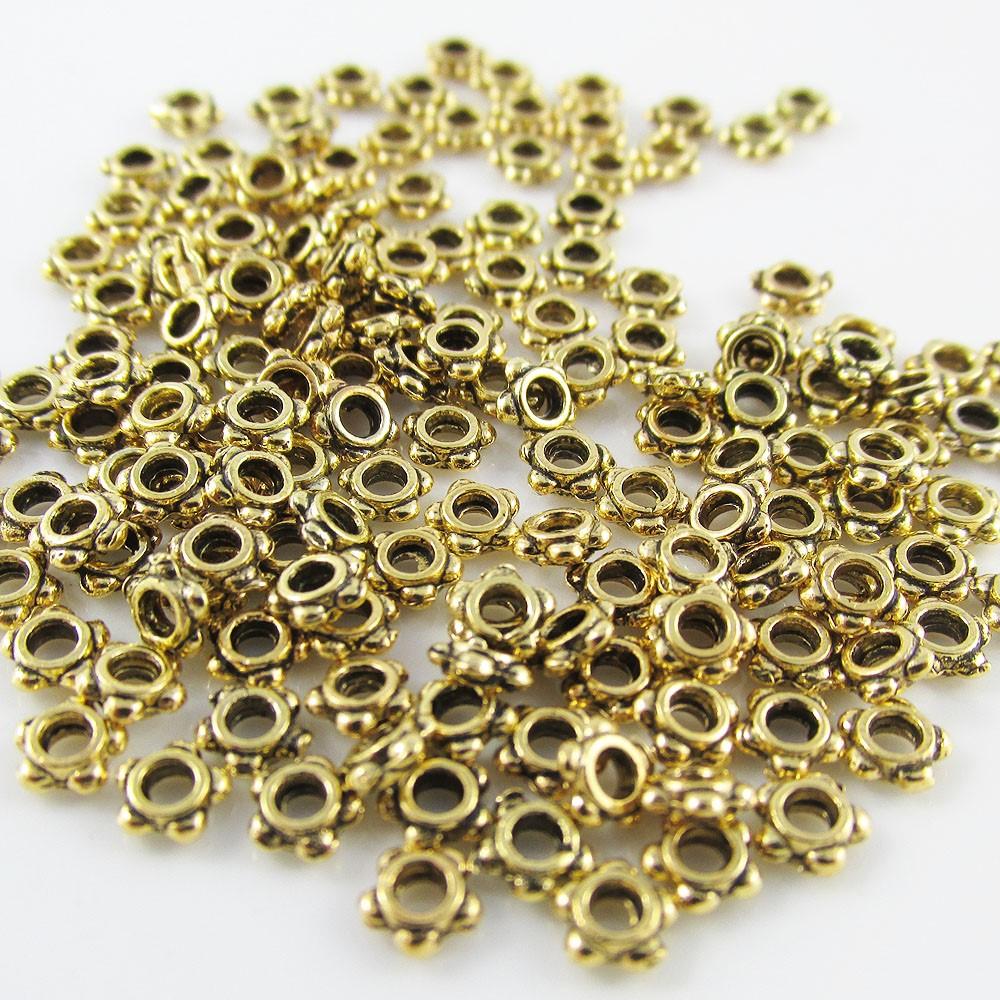 500pcs Gold Circle Disc Spacer Beads Tibetan Style 4mm Hole 1.5mm