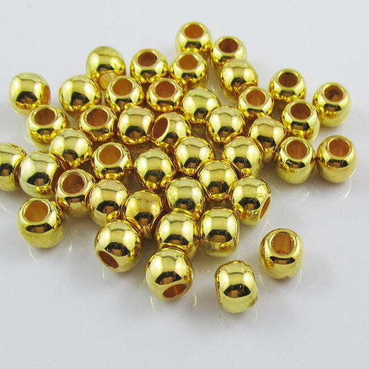 50pcs CCB Acrylic Rondelle Spacer Bead Gold 10x8mm Hole 4.5mm