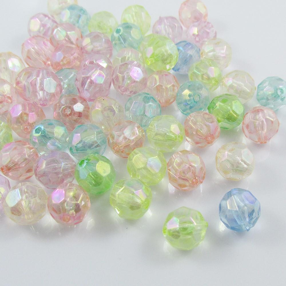 50g 80+pcs Acrylic Round Faceted Craft Beads Transparent 10mm Hole 2mm