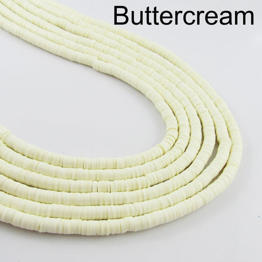One Strand 330pcs Wafer Disc Buttercream Polymer Clay Beads Katsuki Bead 6mm