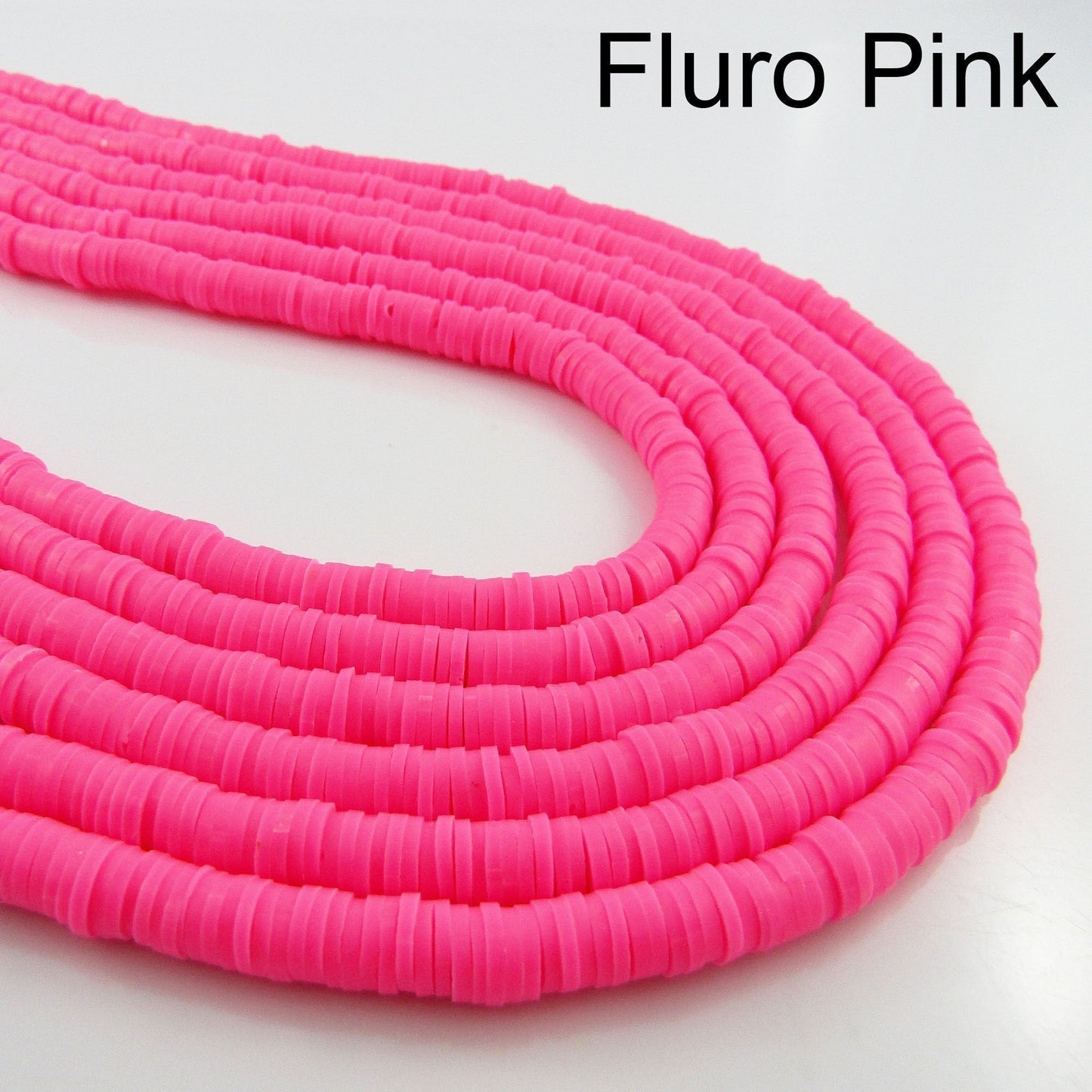 One Strand 330pcs Wafer Disc Fluro Pink Polymer Clay Beads Katsuki Bead 6mm