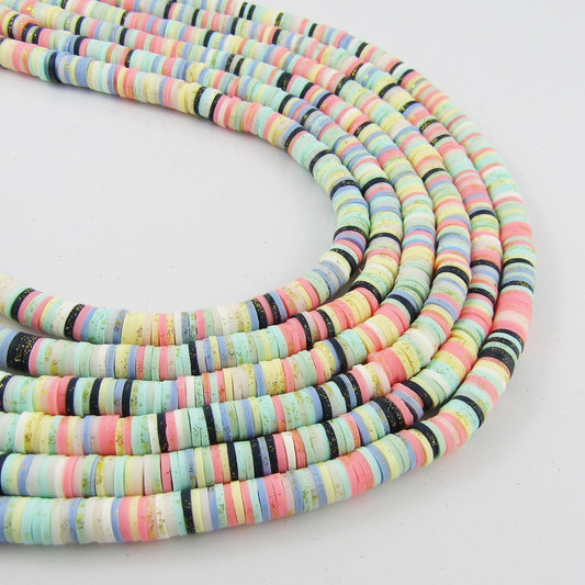 One Strand 400pcs Wafer Disc Glitter Rainbow Polymer Clay Beads Katsuki Bead 6mm