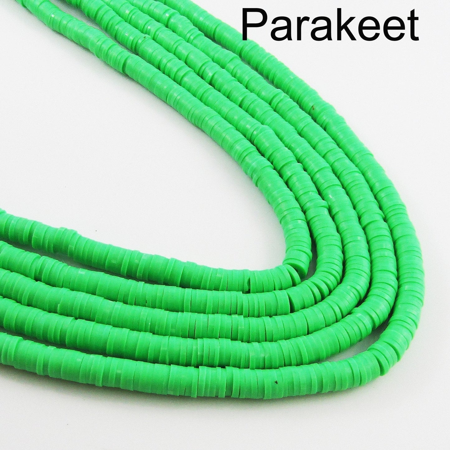 One Strand 330pcs Wafer Disc Parakeet Green Polymer Clay Beads Katsuki Bead 6mm