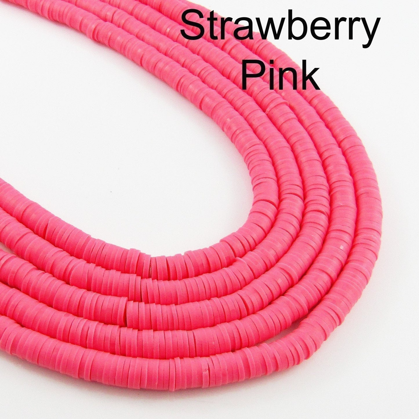One Strand 330pcs Wafer Disc Strawberry Pink Polymer Clay Beads Katsuki Bead 6mm