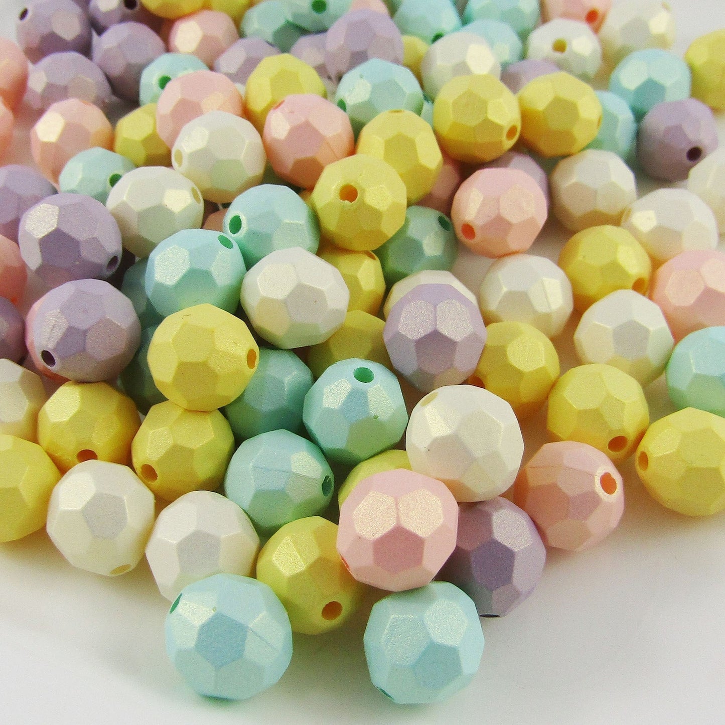 50g 100+pcs Pastel Acrylic Faceted Round Craft Beads 10mm