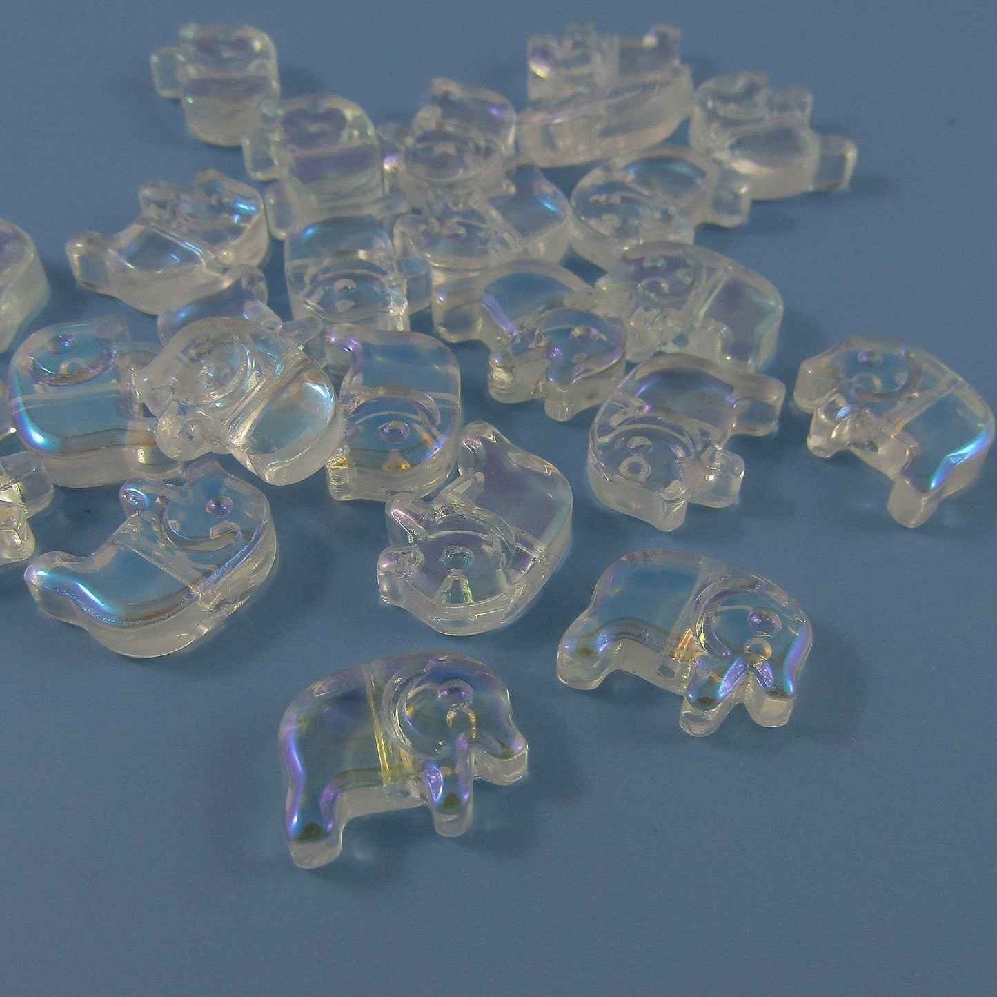 50pcs Elephant Beads AB Clear Electroplate Glass 10x13x4mm Hole 0.8mm