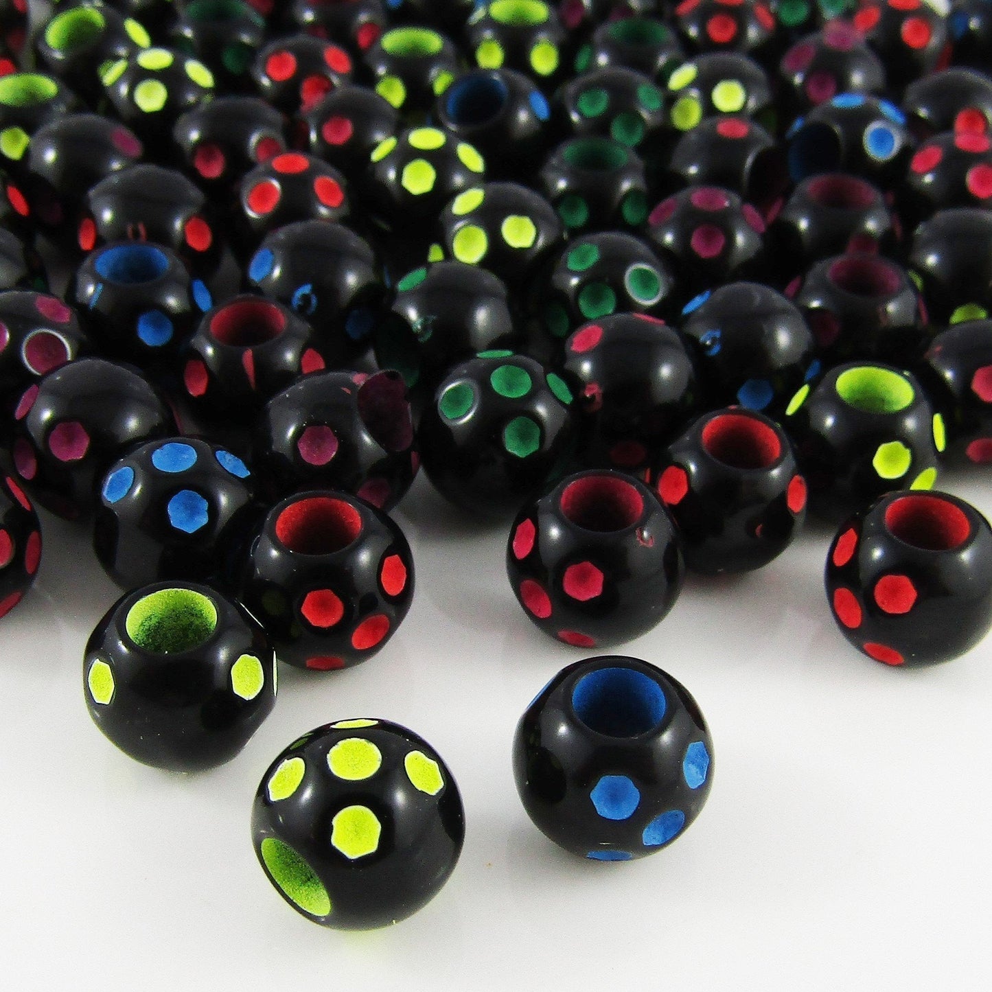 50g 160+pcs Acrylic Spotted Round Craft Beads 9x8mm Hole 3.5mm