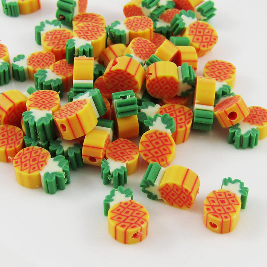 50pcs Pineapple Fruit Bead Polymer Clay Approx 13x9mm Hole 1mm