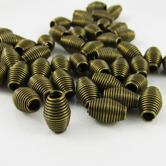50g 95+pcs Spring Coil Spacer Beads Craft etc 9x6mm Hole 2mm Antique Bronze