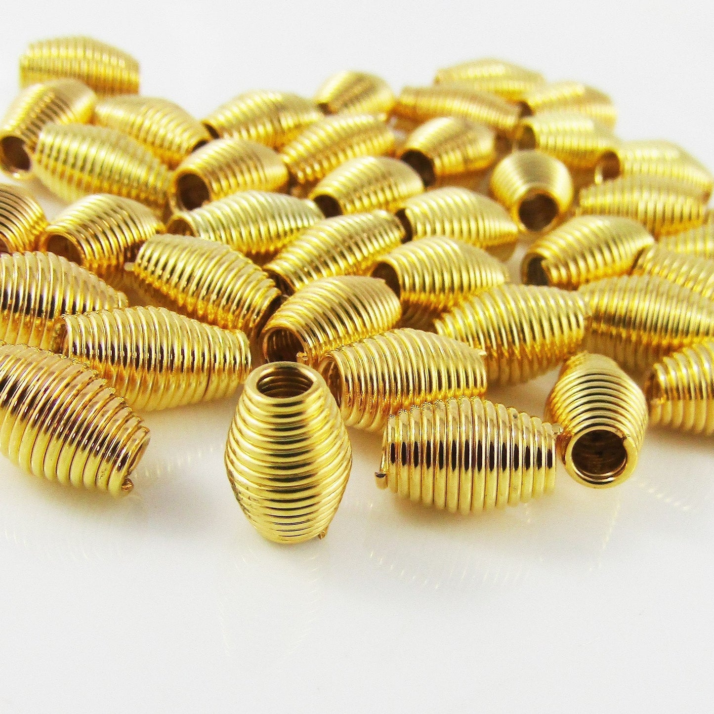 50g 95+pcs Spring Coil Spacer Beads Craft etc 9x6mm Hole 2mm Gold