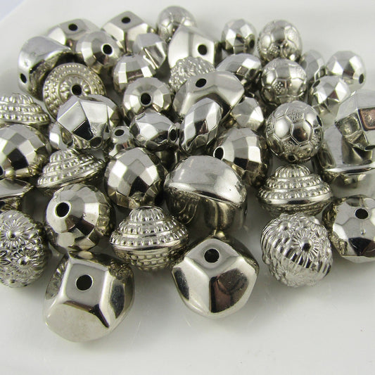 50gram Platinum Large CCB Acrylic Beads Mixed Shape & Size for Jewellery Making