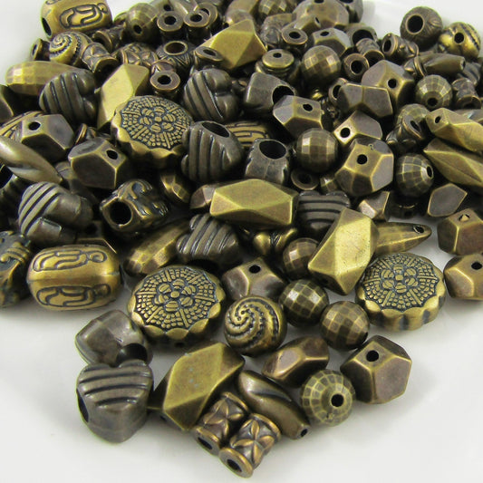 50gram Bronze CCB Acrylic Beads Random Mixed Shape & Size for Jewellery Making!