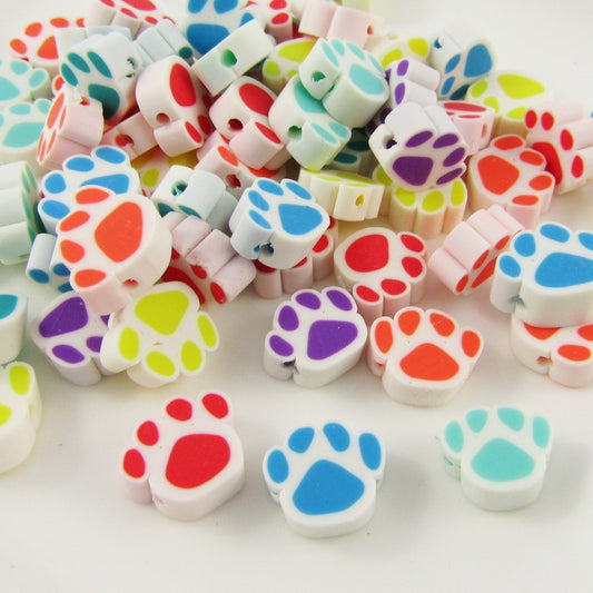 20pcs Polymer Clay Paw Print Bead Approx 10x11x5mm Hole 1.2mm