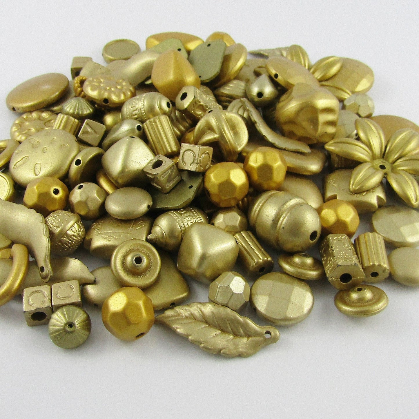 50gram Matt Gold Acrylic Beads Random Mixed Shape & Size for Jewellery Making!