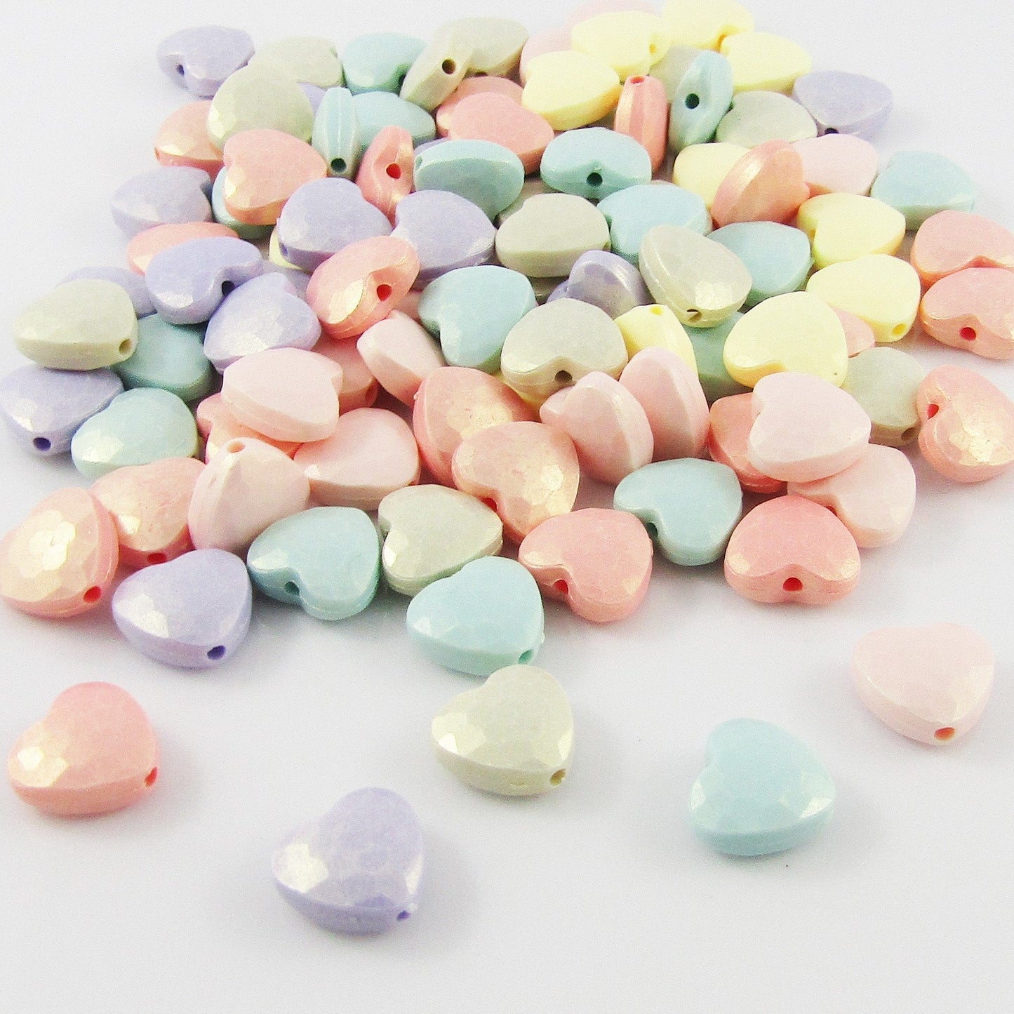 Bulk 135pcs Faceted Heart Spray Painted Acrylic Mixed Color, 10.5x11.5x5mm