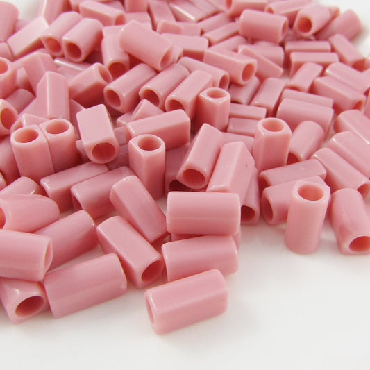 50g 259+pcs Acrylic Tube Beads Large Hole Opaque Pink 11x6mm Hole 3.8mm