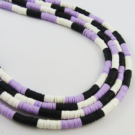 One Strand 290pcs 3 Colour Black Lilac White Polymer Clay Beads Katsuki Bead 6mm