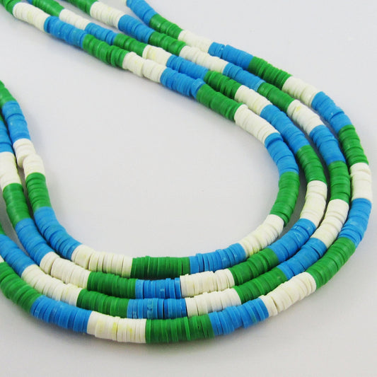 One Strand 290pcs 3 Colour Blue Green White Polymer Clay Bead Katsuki Bead 6mm