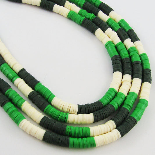 One Strand 290pcs 3 Colour White Green Forest Polymer Clay Bead Katsuki Bead 6mm