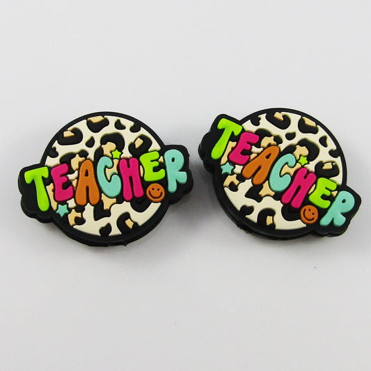 2pcs Teacher Silicone Focal Bead 24x31mm Hole 3mm Beadable Pen Keychains