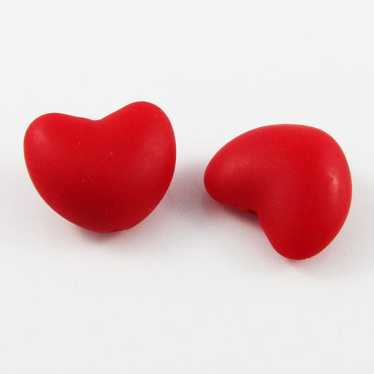 2pcs Valentine Love Heart Silicone Focal Bead 16x19mm Hole 2mm Pen Keychains