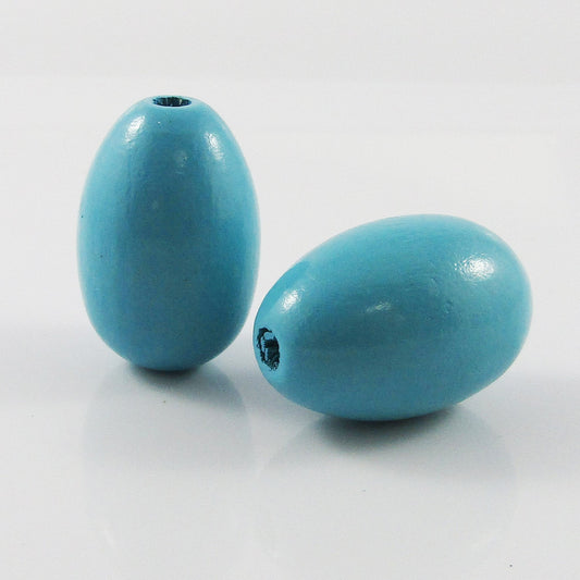 10pcs Hemu Wood Blue Easter Egg Bead Craft 28x19mm Hole 4mm