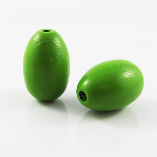 10pcs Hemu Wood Green Easter Egg Bead Craft 28x19mm Hole 4mm