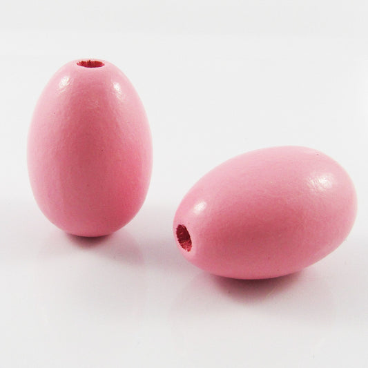 10pcs Hemu Wood Pink Easter Egg Bead Craft 28x19mm Hole 4mm