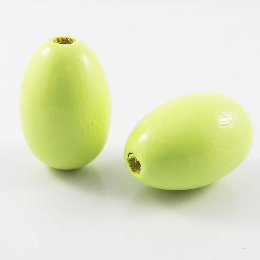 10pcs Hemu Wood Yellow Easter Egg Bead Craft 28x19mm Hole 4mm