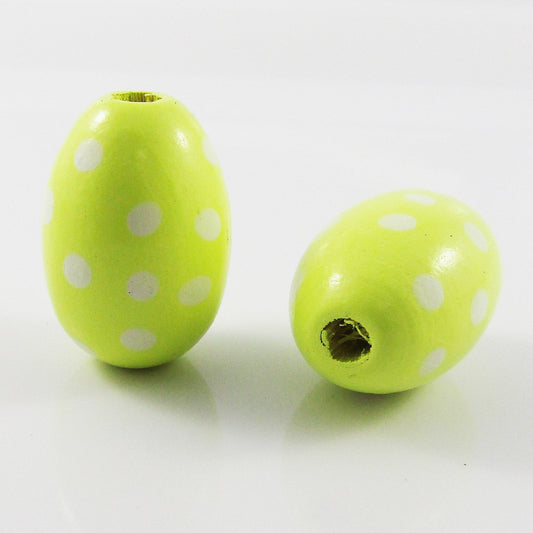 10pcs Hemu Wood Yellow Spotted Easter Egg Bead Craft 28x19mm Hole 4mm
