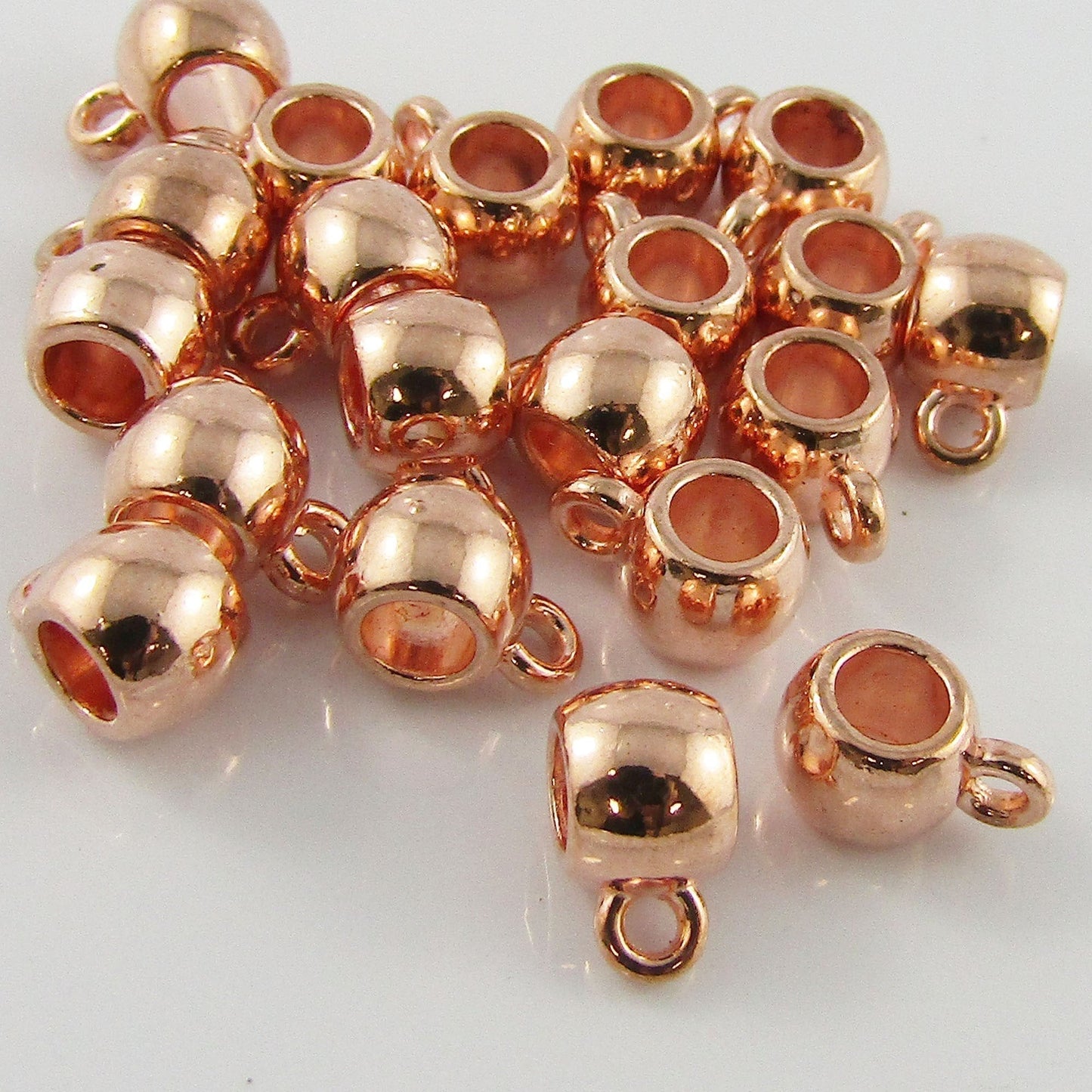 20pk Smooth Column Pendant Bail Findings Alloy 10x7mm Hole 3.8mm Rose Gold