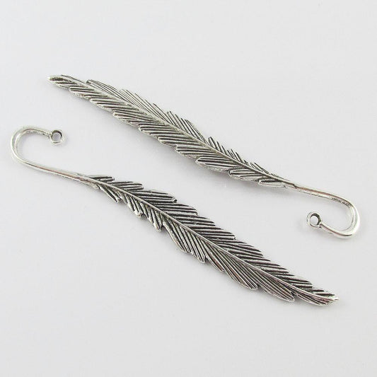 Bulk Feather Bookmark 117mm Antique Silver Suit Beading Qty 1,5 or 10