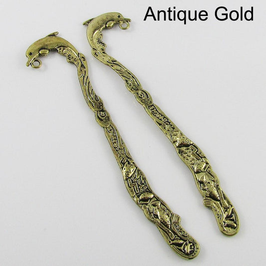 Bulk Dolphin Bookmark 122mm Antique Gold Finish Suit Beading Select Qty