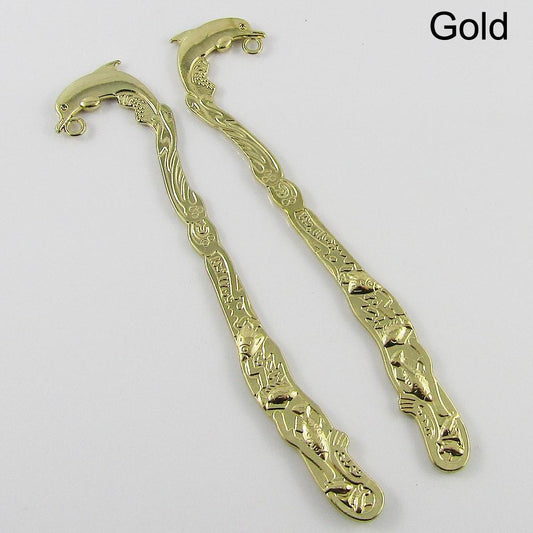 Bulk Dolphin Bookmark 122mm Gold Finish Suit Beading Select Qty