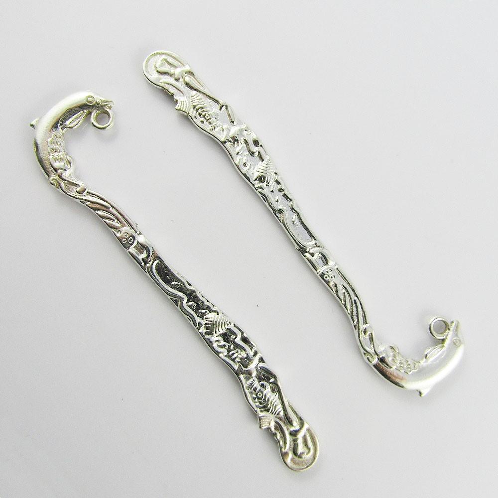 Bulk Dolphin Mini Bookmark 82mm Silver Plate Suit Beading Qty 1,5 or 10
