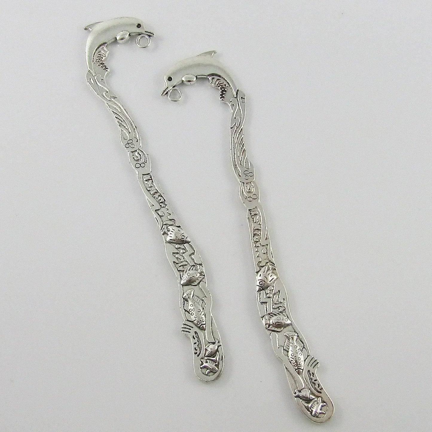 Bulk Dolphin Bookmark 122mm Antique Silver Finish Suit Beading Select Qty