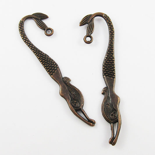 Bulk Mermaid Bookmark 82mm Antique Copper Finish Suit Beading Select Qty 1/5/10