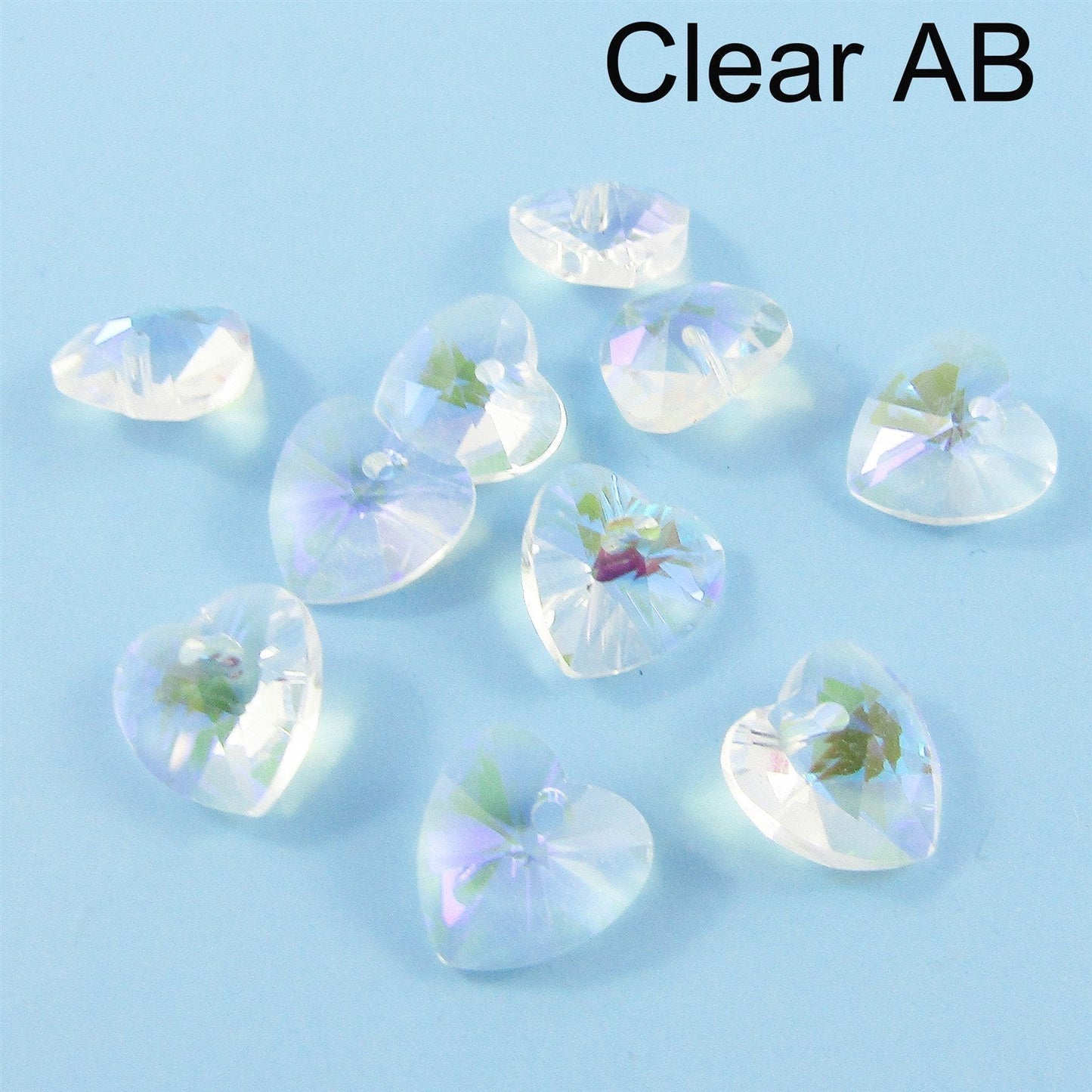 Bulk 10pcs Glass Faceted Heart Charm Pendant 10mm Select 12 Colours