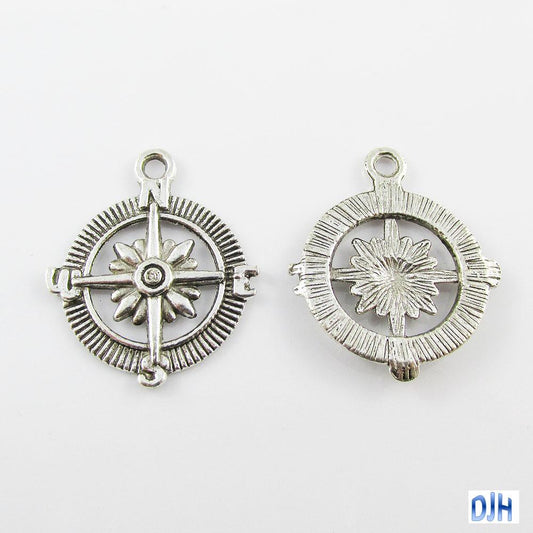 Bulk Compass Charm Pendant Nautical Navigation Maritime Sea 29x25mm Select Qty