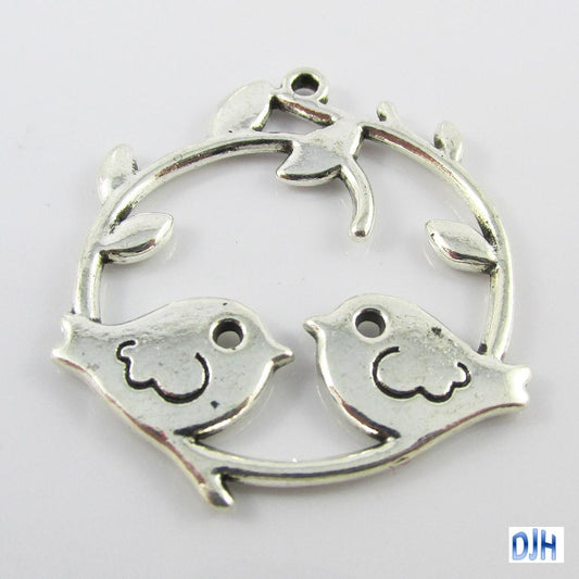 Love Birds Ring Charm Pendant 42.5x37mm Select Qty