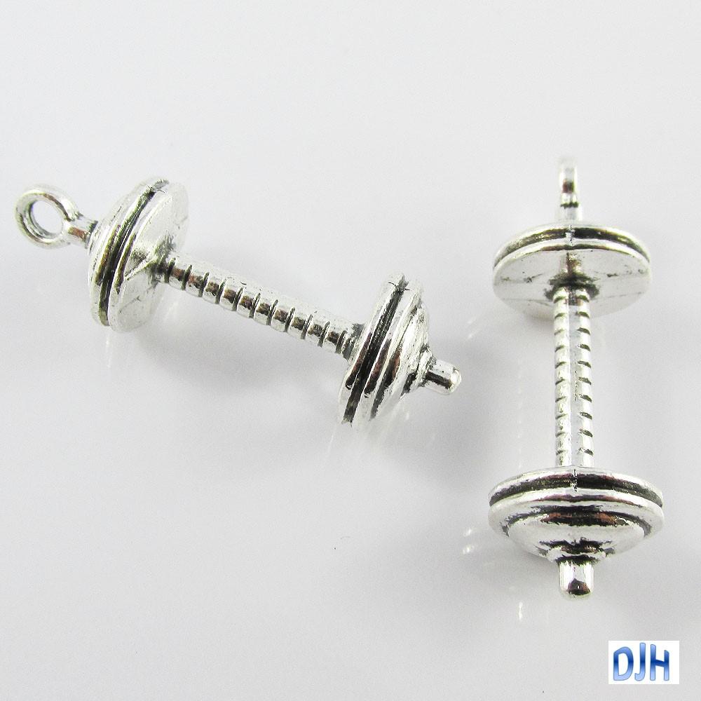 Bulk Barbell Charm Pendant Gym Weights Fitness 34x12mm Select Qty