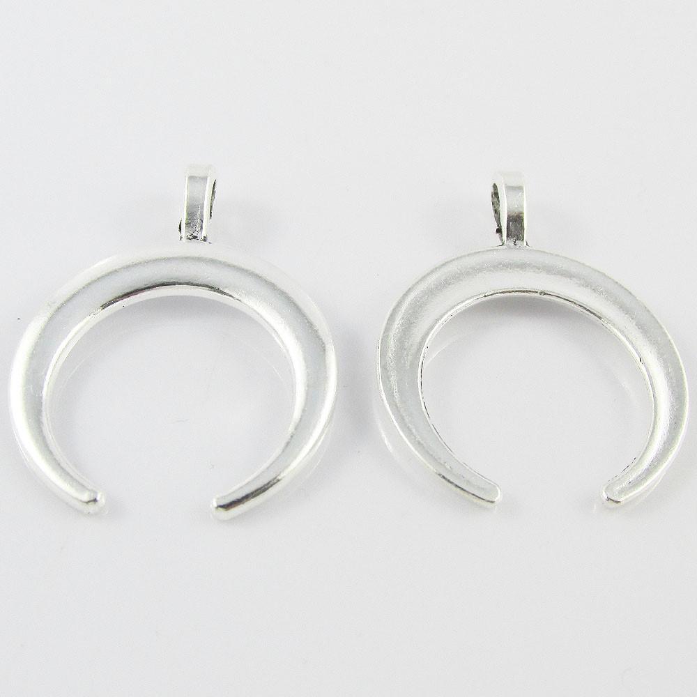 Bulk Double Oxhorn Charm Pendant Bullhorn 34x26mm Select Qty