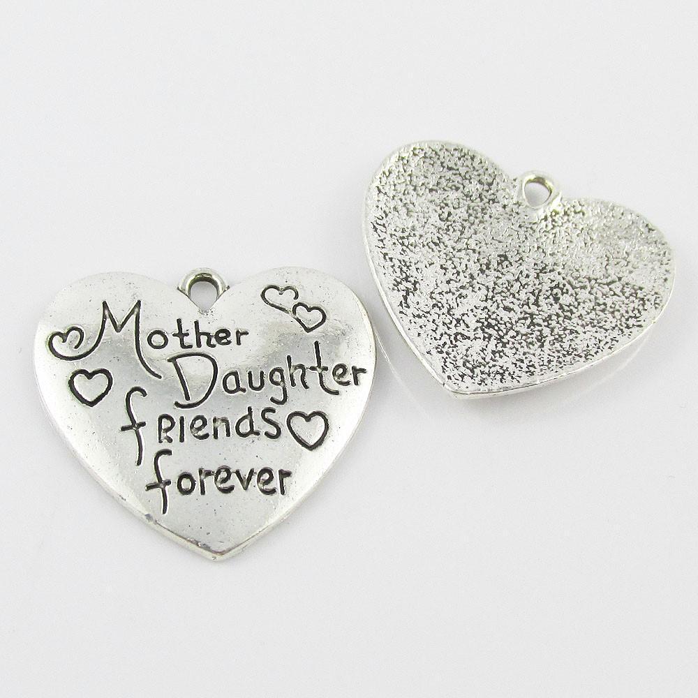 Bulk Mother Daughter Friends Forever Heart Charm Pendant 30x30mm Select Qty