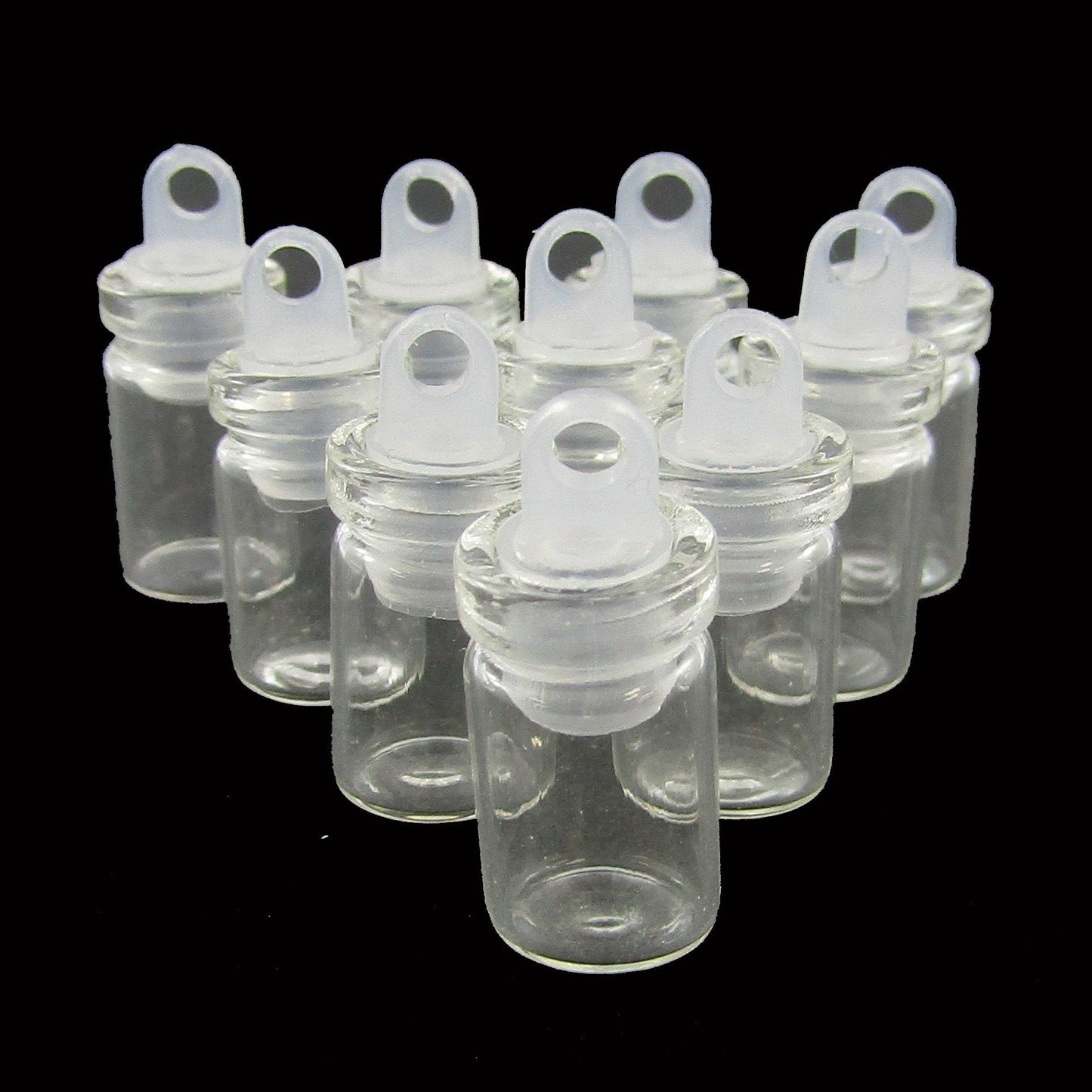 20pce Craft Clear Glass Mini Wish Bottle with Plastic Loop Cap 24x10mm Hole 6mm
