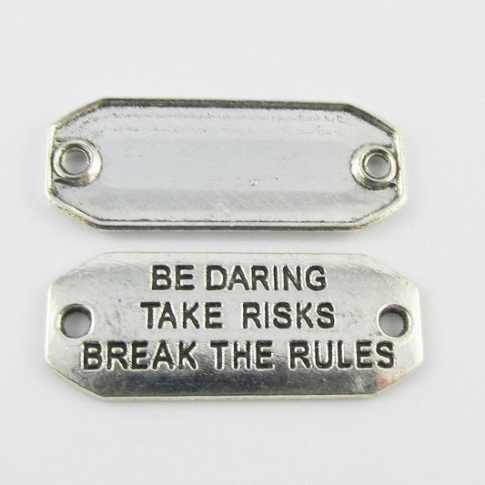 Bulk Be Daring Message Charm Pendant Connector Inspirational 34x14mm Select Qty