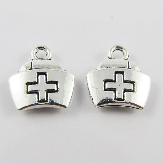 Bulk Nurse Hat Charm Pendant Medical Hospital 13x12mm Select Qty
