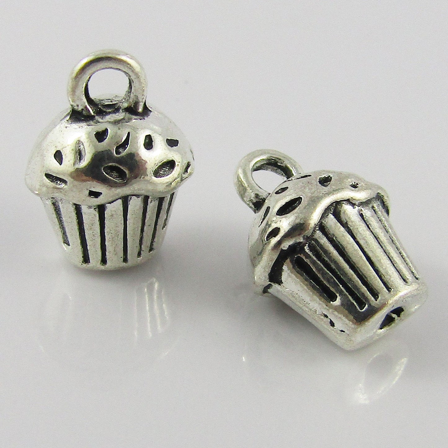 Bulk Muffin Cupcake Charm Pendant 3D Bakery Sweet Food Alloy 14x10mm Select Qty