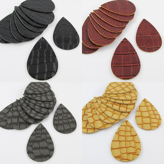 Bulk Pack Croc Skin Charm Pendant Teardrop PU Leather Select Colour