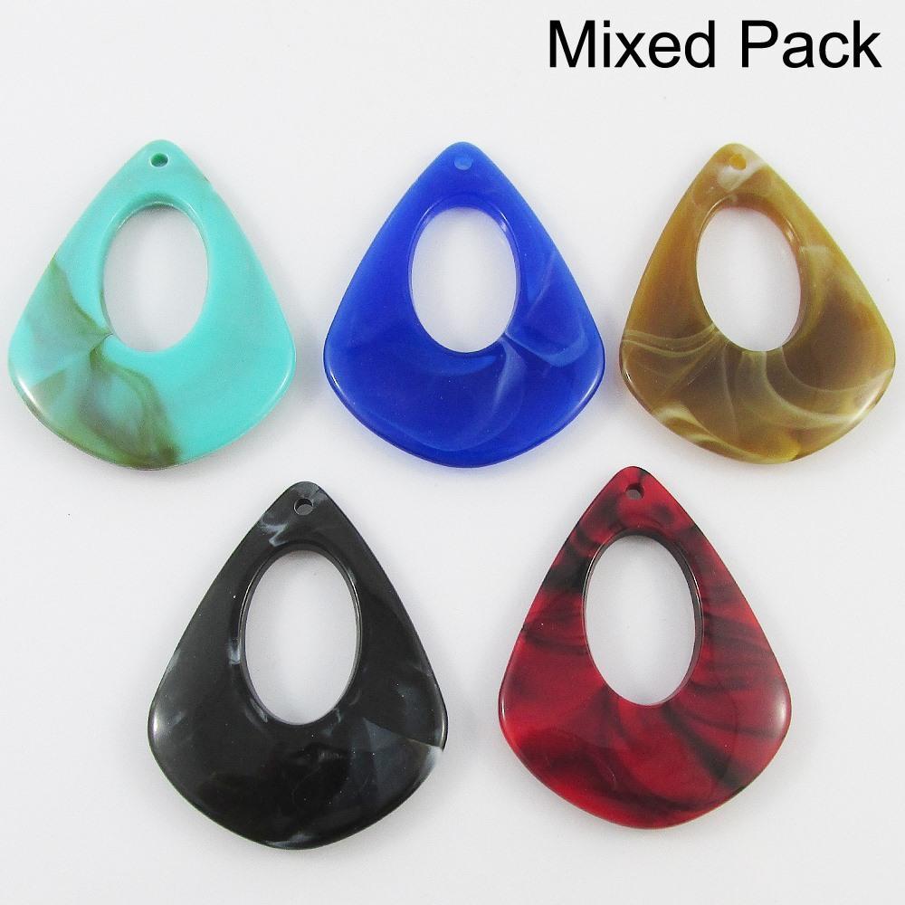 Bulk 10pc Marbleized Drop Charm Pendant Acrylic Retro Accessories Select Colour